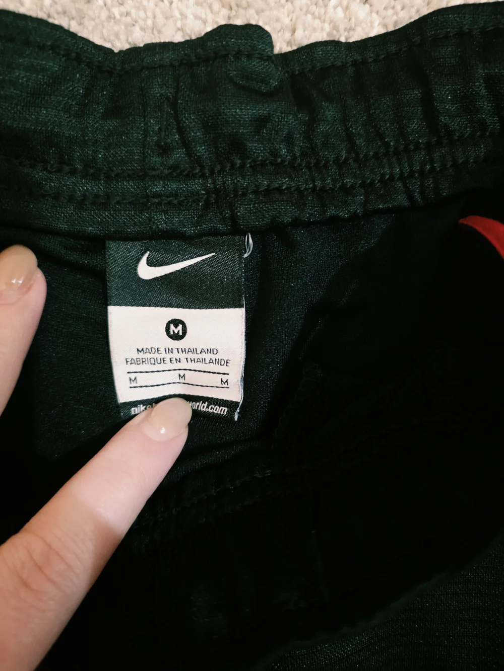Boys M Nike Black Shorts with Red Side Panels